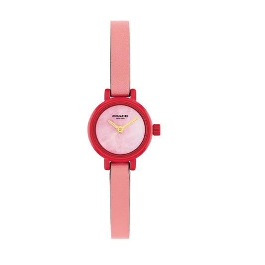 Coach Gracie Qtz Basic Slim Pink Round Dial Women's Watch|Coral Calfskin Material|Coral Color Band - 14503991