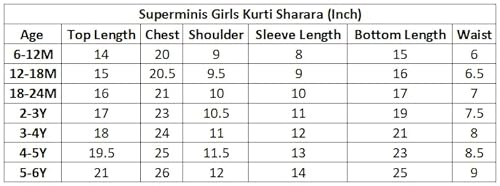 superminis Girls Cotton Floral Printed Gotta Work Full Sleeves Kurti and Matching Sharara Ethnic Wear Set (6-12 Months Purple)