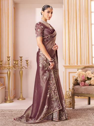 Laxmipati Chakor Purple Silk Saree with Floral Embroidery_N-2900