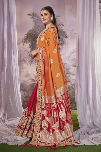 MANOHARI Banarasi Silk Woven Saree With Heavy Embroidery Blouse Piece_Mn1873-1 - Women, Yellow