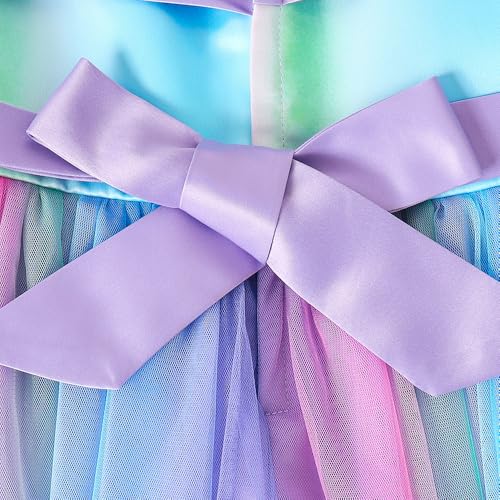 Hopscotch Girls Multi Short Sleeves Oversized Bow Applique Gown for Age (3-4 Years)