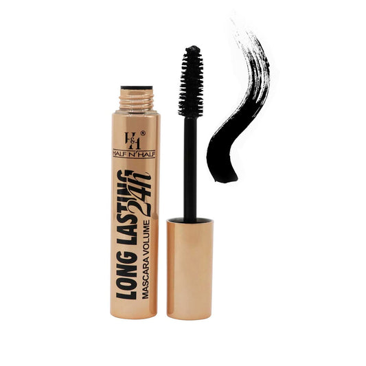 Half N Half 24H Long Lasting Super Waterproof Mascara with Defined Volume without Clump which gives Lashes Intense volume | Suitable for Sensitive Eyes | Soft Fiber Brush | Black | 11ml