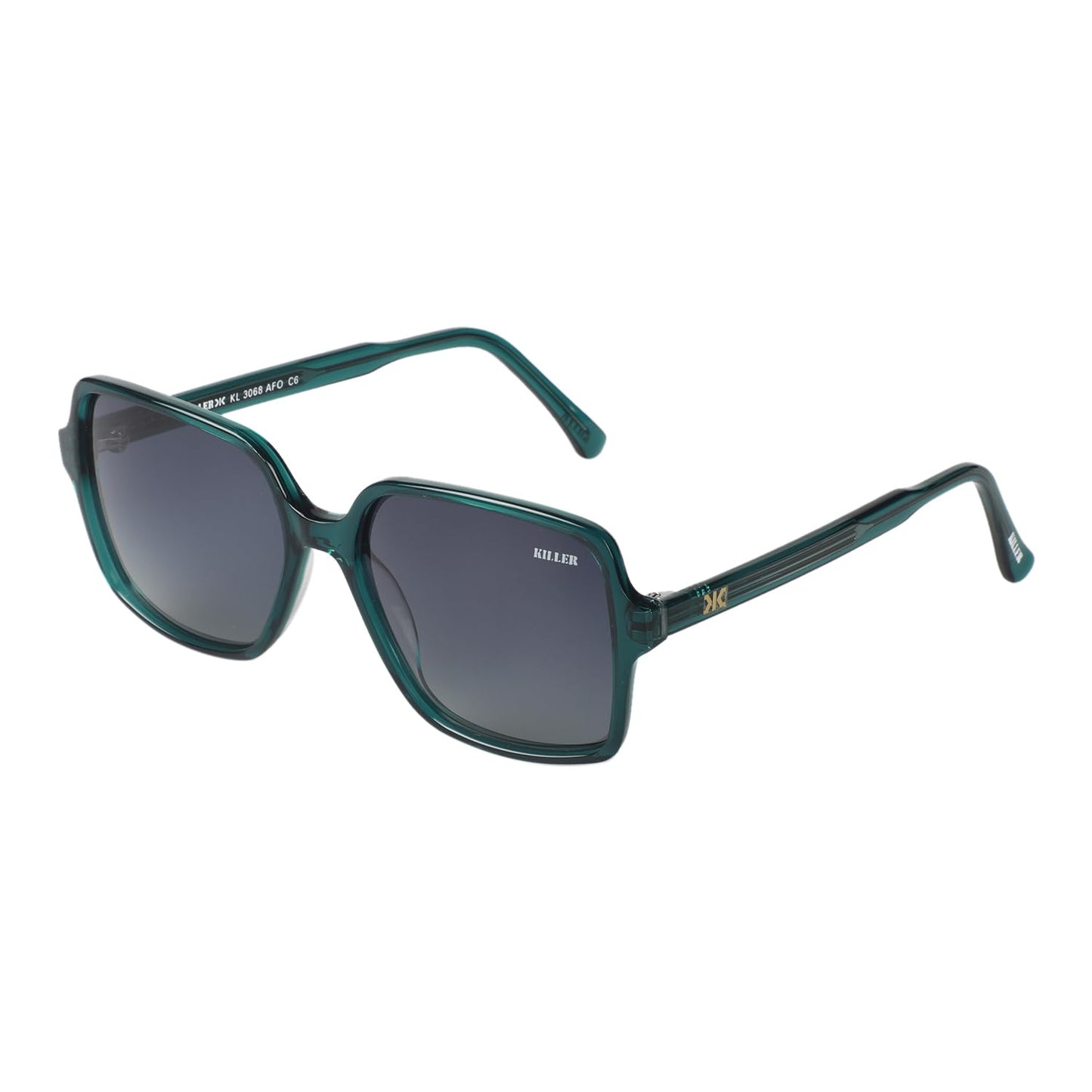 KILLER Women Sunglass - Round Shaped Polycarbonate Lens Sunglasses For Women & Girls (KL3068AFO), Color - Frame - Green, Lens - Grey