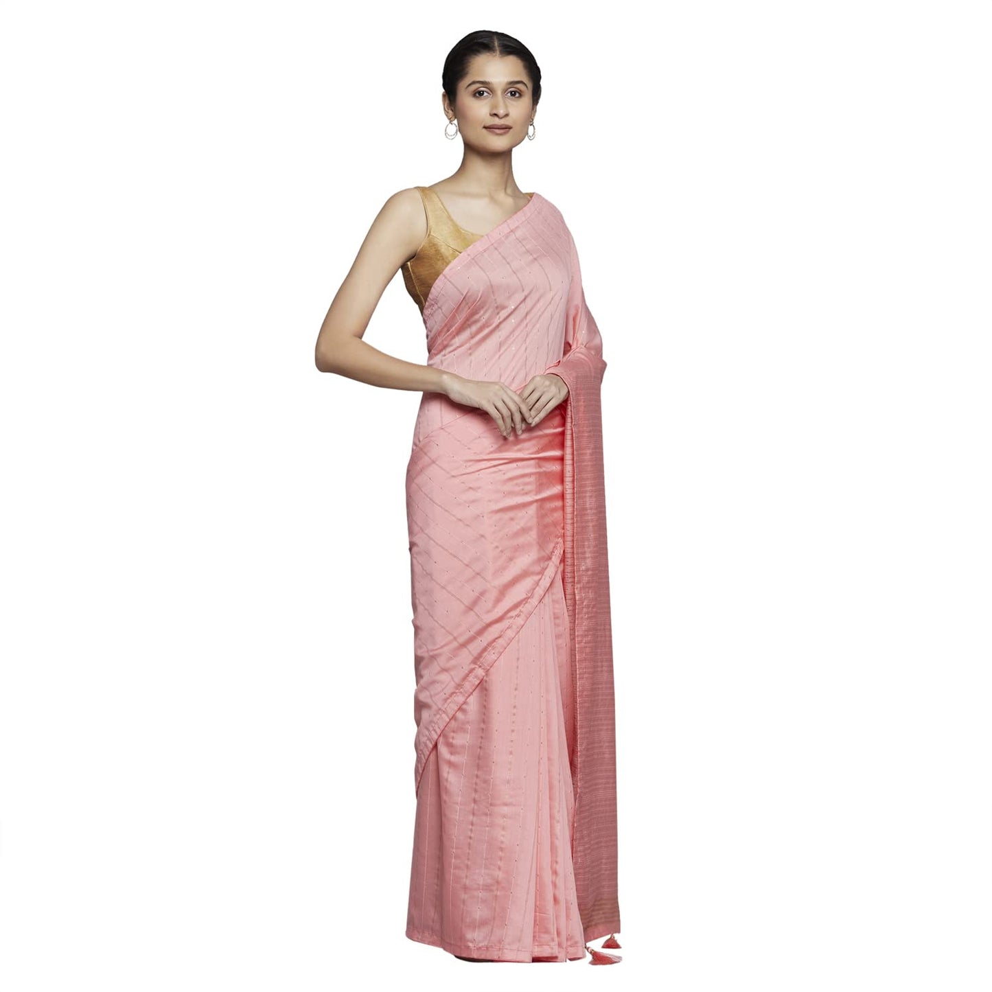 navyasa Carrot Liva Lite Pastel Embroidered Saree