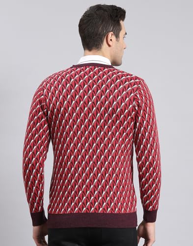 Monte Carlo Purple Wine Mix Self Design Pullover | Warm Woolen Pullover for Men | Soft Comfortable Knitted Winter Wear Sweater for Men's