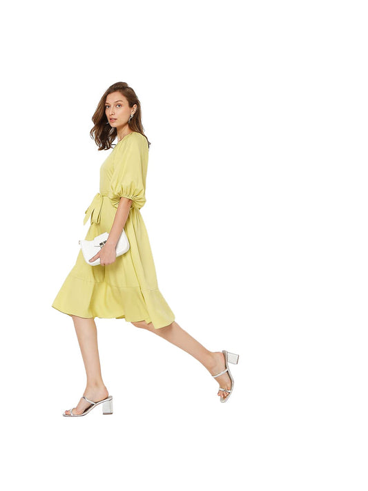 Vero Moda Women's Rayon A-Line Knee-Length Dress (118273202- Celery_M) Green