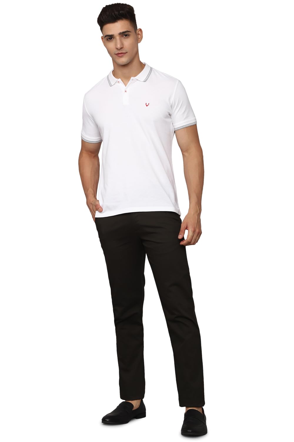 Allen Solly Men's Solid Regular Fit T-Shirt (ASKPNRGFS50508_White