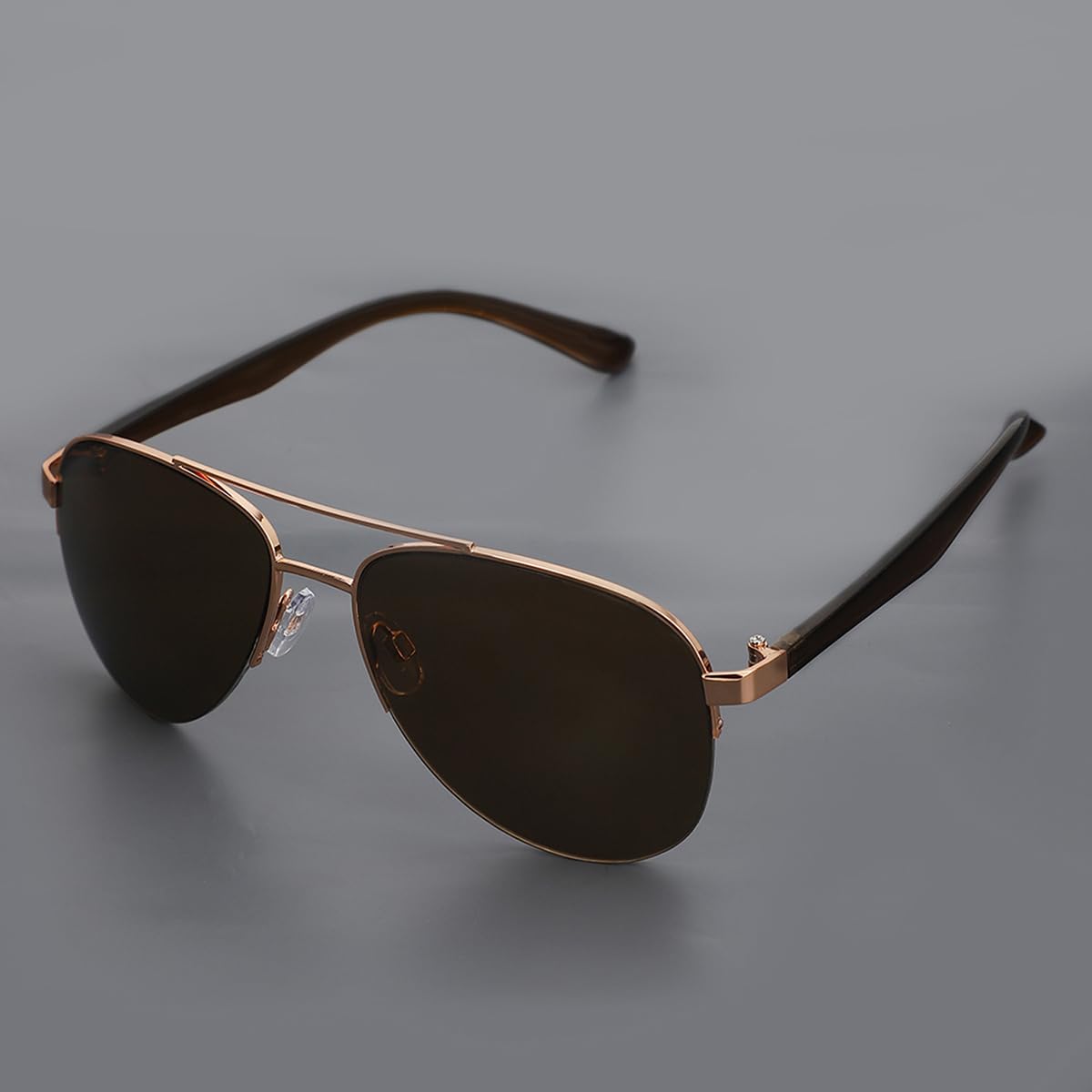 Carlton London Rose Gold & Brown Toned UV Protected Aviator Sunglasses For Women