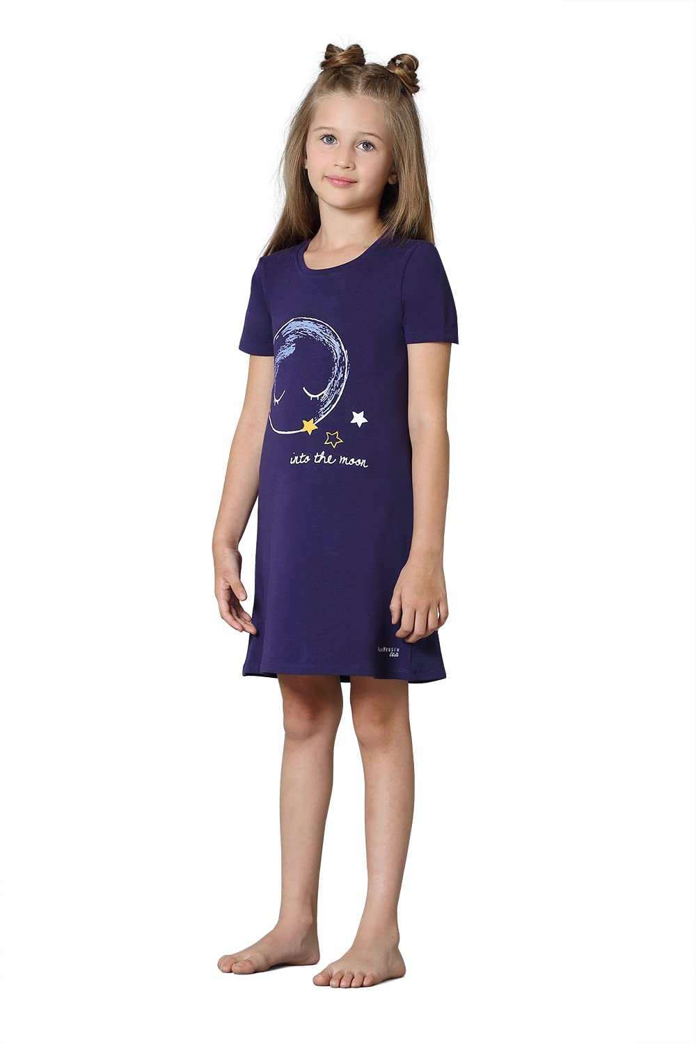 Van Heusen Girls T-Shirt Dress - Cotton Spandex - Short Sleeve, Round Neck, Short Sleeve_56403_Astral Aura_9-10 Years