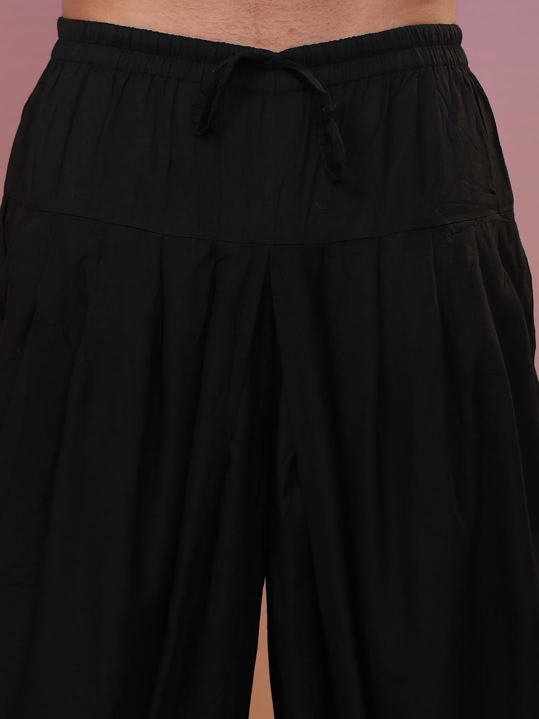 KISAH Indowestern Men's Casual Style Ethnic Wear Silk Blend Woven Design Regular Fit Black Indo-Western Sherwani Set Indo-Western