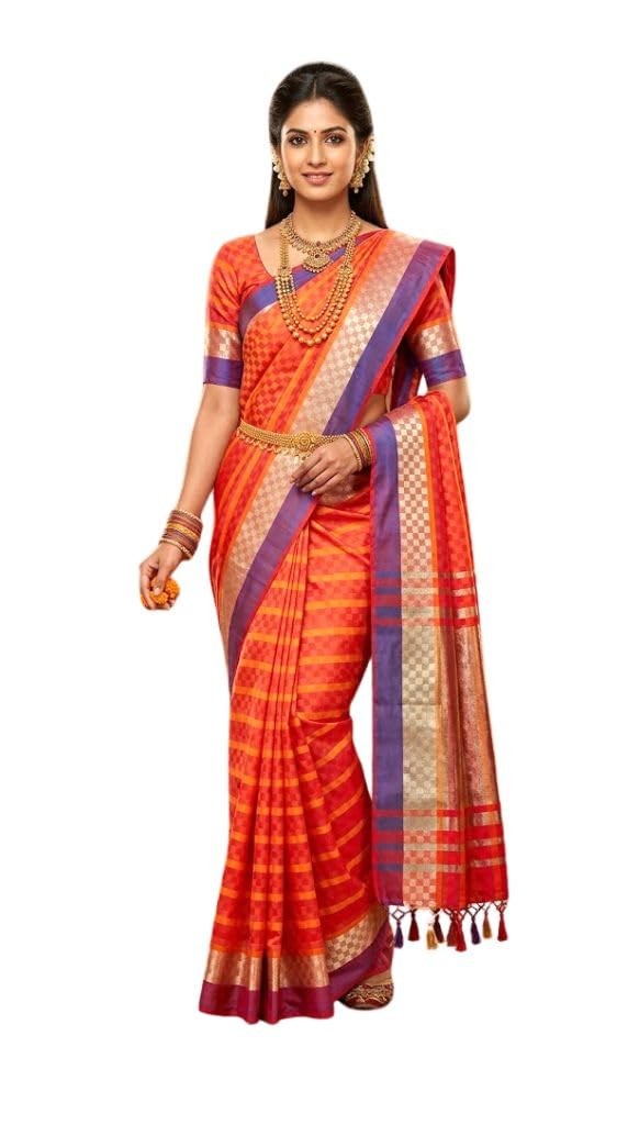 SREE KUMARAN Women's Gadwal Cotton Pattu Saree with Blouse (VSK332-8)