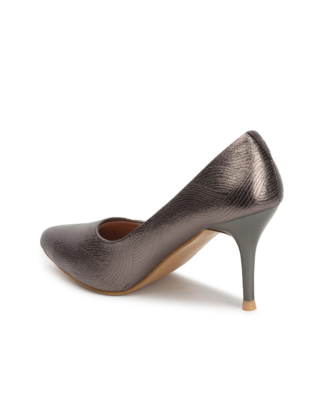 Carlton London Women Grey Stylish Slip-on Pump Shoes with Stiletto Heels, Pointed Toe (37)