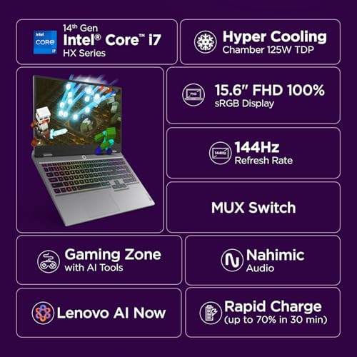 Lenovo LOQ Intel Core i7-14700HX | NVIDIA RTX 5050 8GB (16GB RAM/1TB SSD/FHD IPS/144Hz Refresh Rate/440 AI TOPS/15.6" (39.6cm)/Windows 11/5.0MP Camera/Office 2024/Grey/2.4Kg), 83JE01FTIN Gaming Laptop