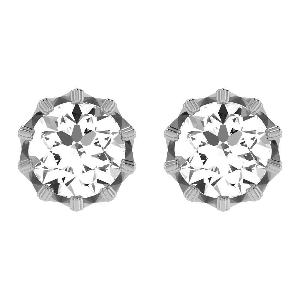 DISHIS 14KT White Gold Stud Earrings for Women
