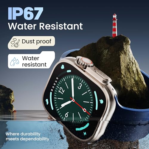 GOBOULT Newly Launched Crown Pro Smart Watch 2.01'' AMOLED, BT Calling, Working Crown, Zinc Alloy Frame, AI Voice Assistant, SpO2 Monitoring, 120+ Sports Mode (Blue)