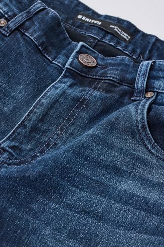 SNITCH Men Casual Jeans | Relaxed Fit Straight Leg Mid Rise | Durable Cotton Blend with Medium Stretch for Everyday Comfort & Style | Ink Blue