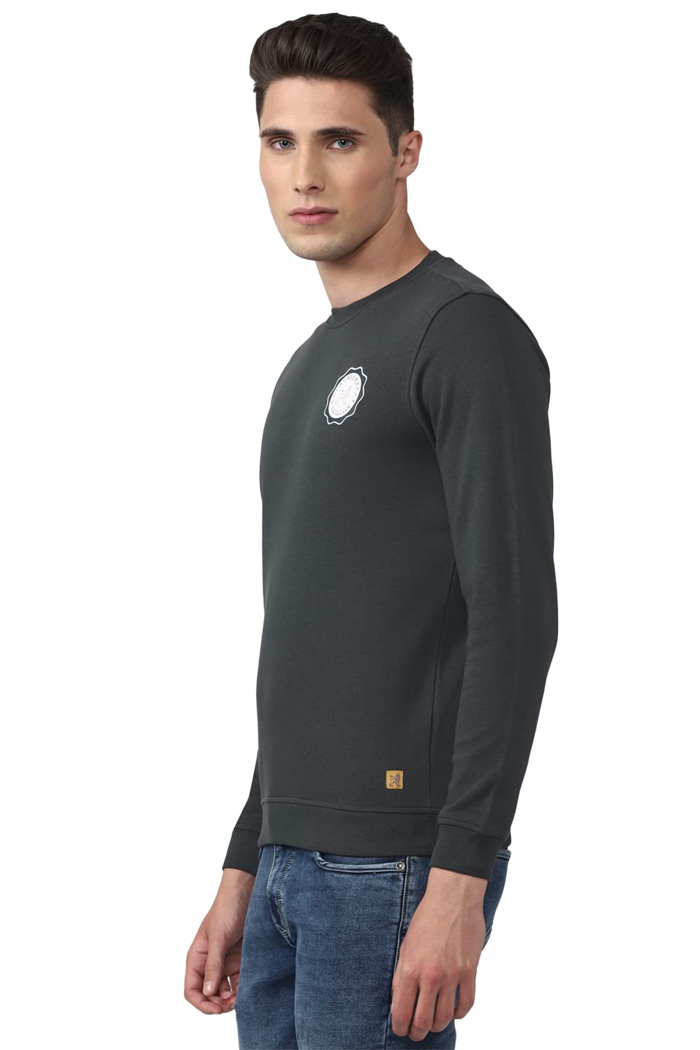 Van Heusen Men's Cotton Blend Crew Neck Sweatshirt (VASTBSLF282052_Grey_M)