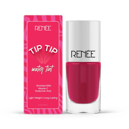 RENEE Tip Tip Water Tint - Pink Splash, Stain for Lip & Cheeks, Long Lasting, Lightweight Soft Tint, Matte Dewy Effect Finish, Natural Flushed Look, Vitamin C & Hyaluronic Acid, 5ml