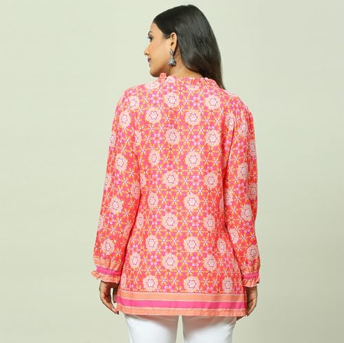 Rangriti Women's Regular Fit Blouse (RMMINDIETO18217SS23PNK_Pink