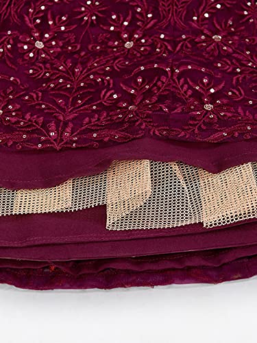 Zeel Clothing Thread Sequins Embroidery Soft Net Lehenga Choli with Dupatta (6017-Maroon-Wedding-Stylish-Latest; Free Size)