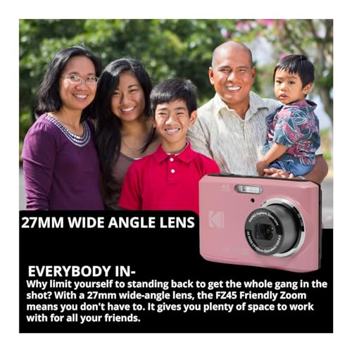 Kodak PIXPRO FZ45 Friendly Zoom 16MP 1080p Full HD Digital Camera (Pastel Pink) Bundle with Memory Card (2 Items)