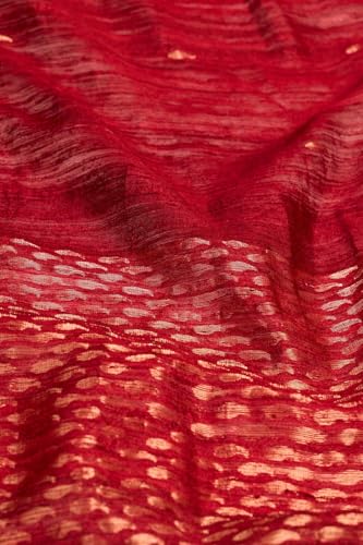 Taneira Women Dark Red Woven Pure Silk Vanya Bengal Saree With Unstitched Blouse Piece (SAPH01AC6405-Dark Red)