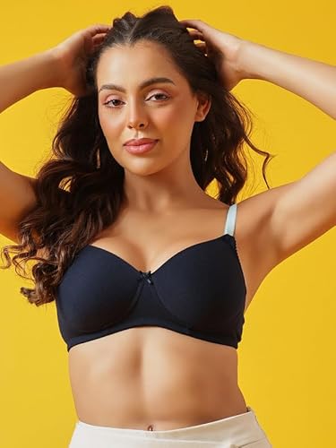 Clovia Women's Padded Non-Wired Full Coverage Multiway T-Shirt Bra_BR1744T08_Navy Blue_38B