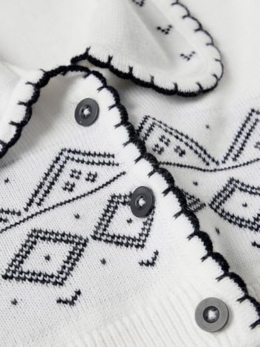 The Souled Store Textured Sweater: Linea Women and Girls Long Sleeves Round Neck White and Black Printed Knitted Acrylic Drop Shoulder Casual Lightweight Casual Winter Oversized Sweater
