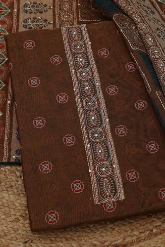 Soch Womens Mustard Chanderi Ethnic Motifs Dress Material With Sequins
