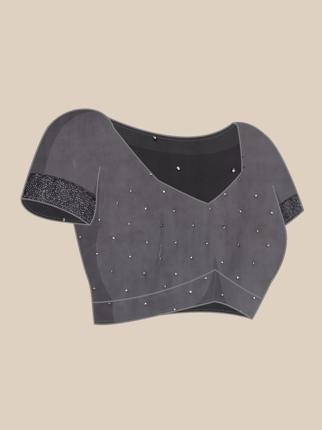 MOHEY Grey Organza Embroidery|Stone Work Saree for Women