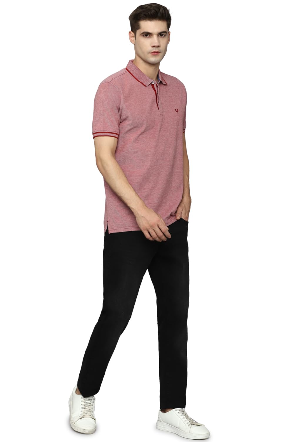 Allen Solly Cotton Men's Solid Regular FiT-Shirt (Askpcurgf681008_Red XL)