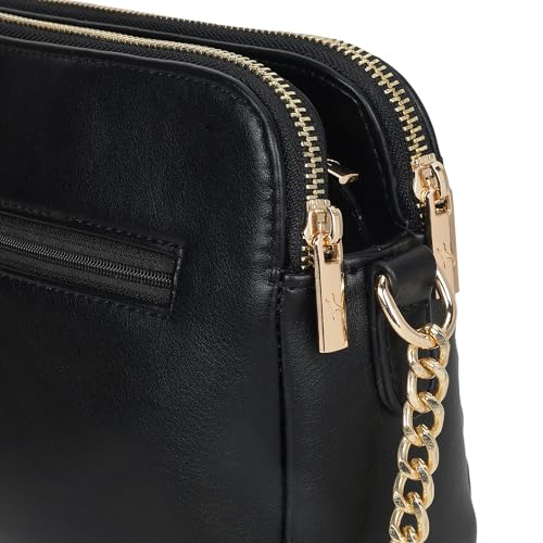 Fastrack StitchPlay Sling | Quilted Faux-Leather Women’s Handbag | Crossbody with 3 Compartments & Metal Strap | Sling for Everyday Carry