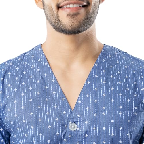 Fruit of the Loom mens Broadcloth Short Sleeve Top and Long Pants Pajama Set, Medium Blue, Small