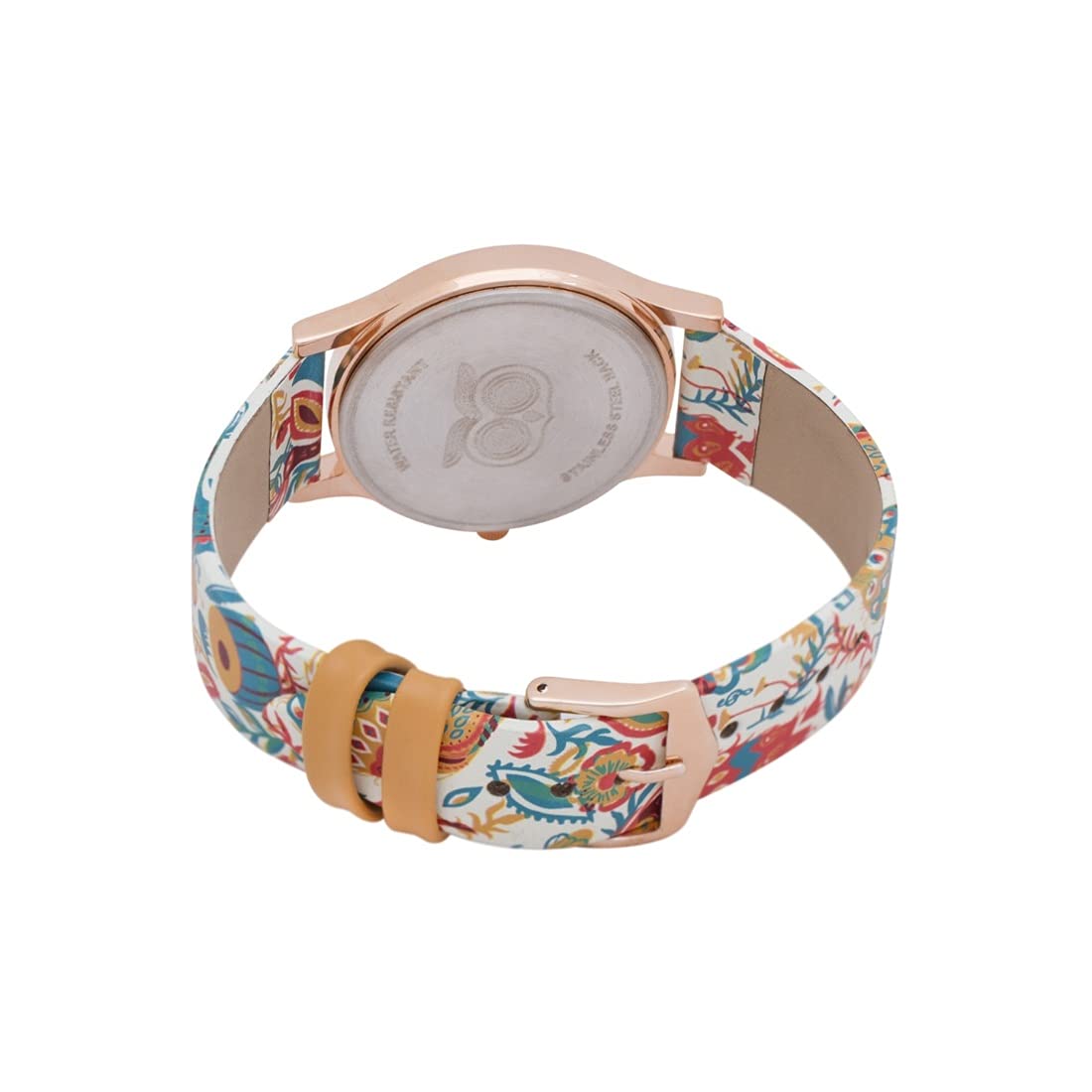 TEAL BY CHUMBAK Round Dial Analog Watch for Women,Jungle Beats Collection, Printed Vegan Leather Strap,Gifts for Women/Girls/Ladies,Stylish Fashion Watch for Casual/Work - White