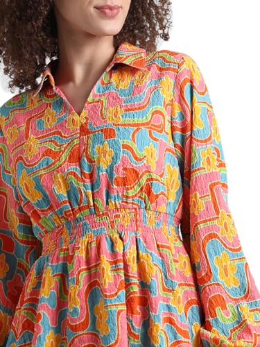 ONLY Women's Polyester Blend Classic Mini Dress (Kumquat) - SaumyasStore