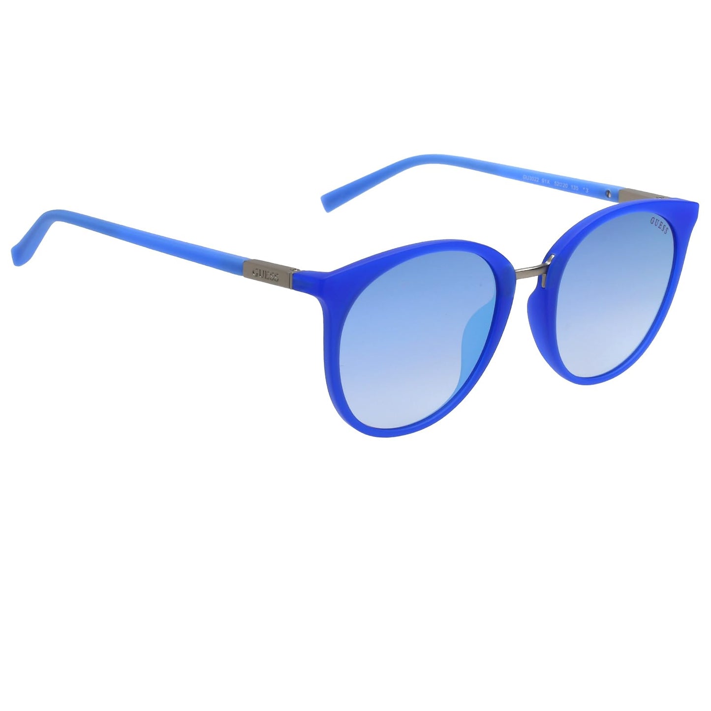 GUESS Women's Gu3022 Matte Blue/Blue Oval Non-Polarized Sunglasses, One Size