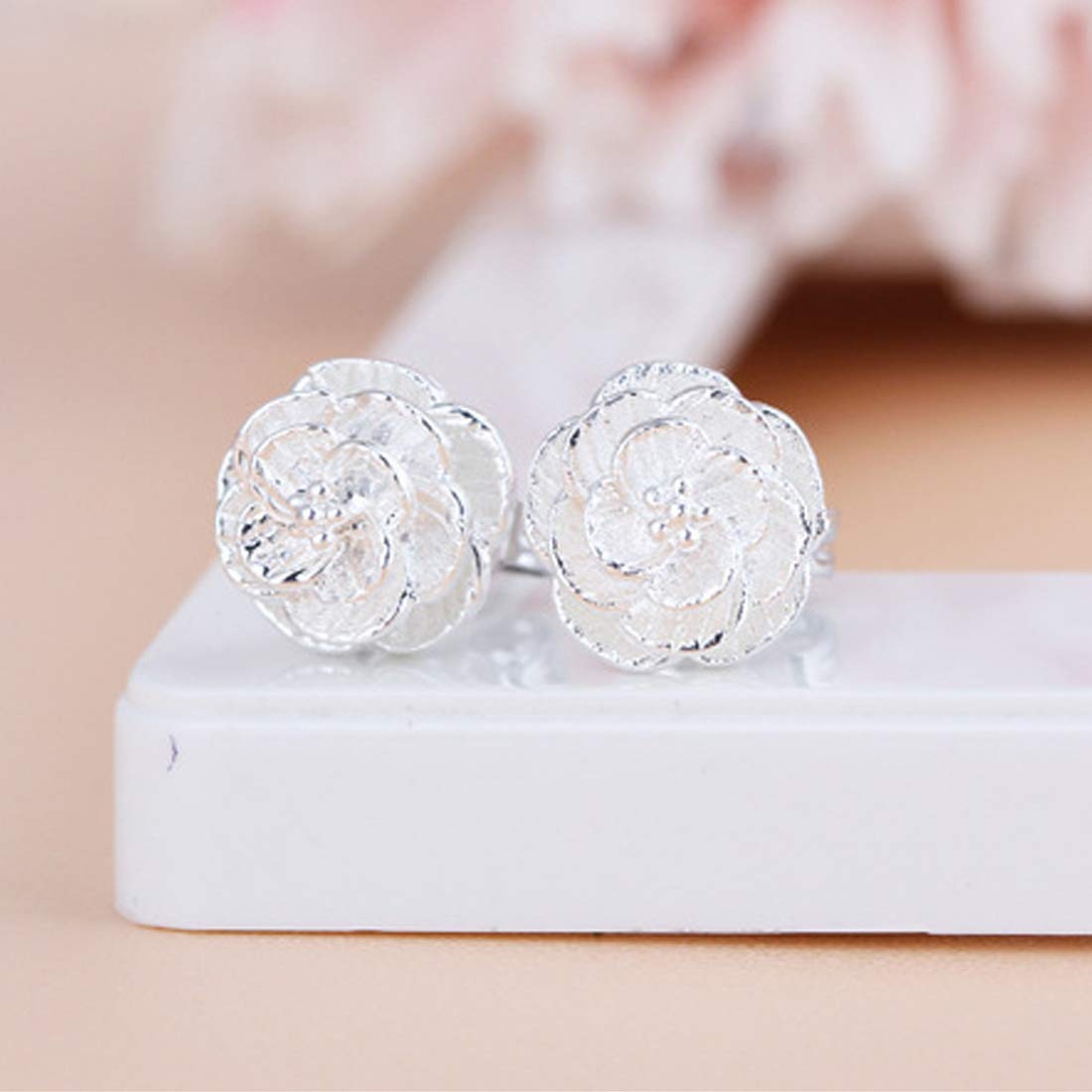Peora Fashion Silver Plated Alloy Stud Earrings for Women, Silver