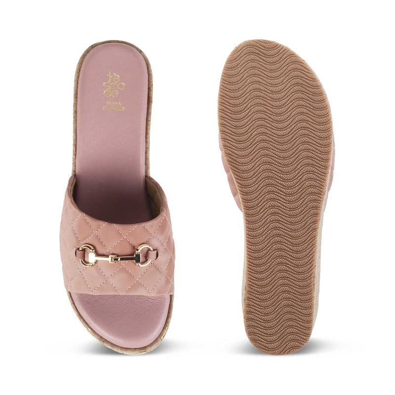 tresmode 229-ELA PINK WOMEN DRESS WEDGE SANDALS EU/38 UK/5