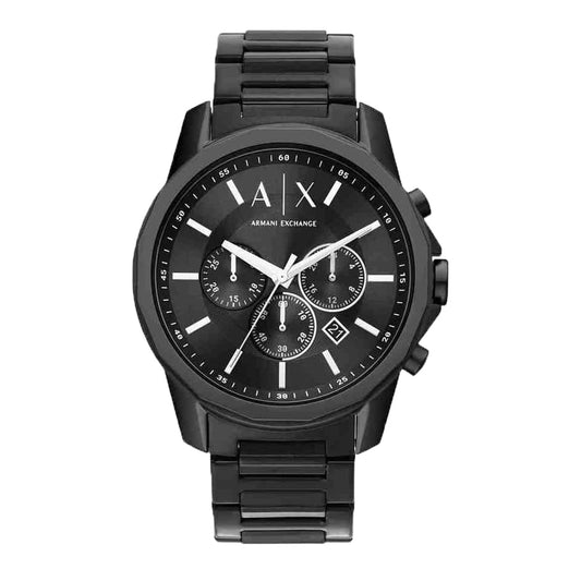 Armani Exchange Men Stainless Steel Black Chronograph Watch Ax1722, Band Color:Black