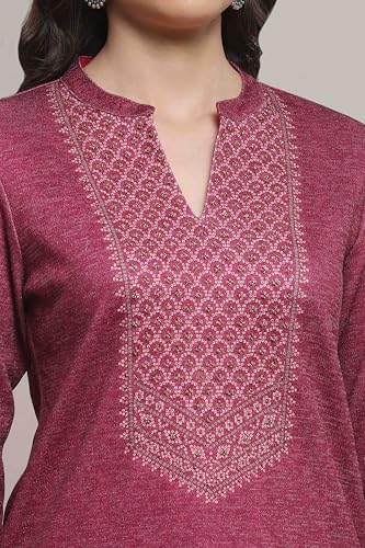 Biba Women Pink Blended Printed Kurta_42