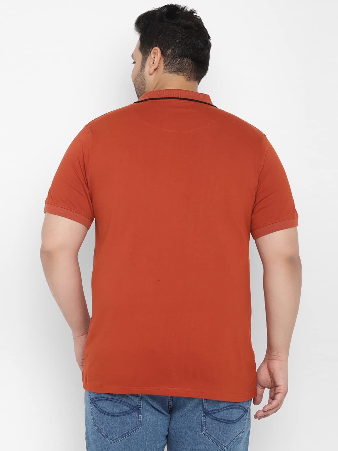 Urbano Plus Men's Orange Colour-Block Regular Fit Half Sleeve Cotton Polo T-Shirt (pluspolocbp-020-rust-4xl)