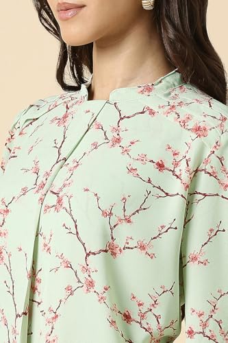 Women Green Print Formal Top