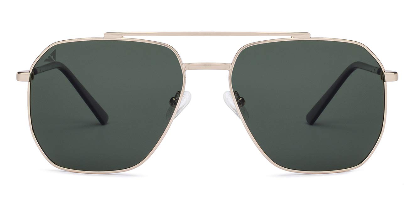 VINCENT CHASE EYEWEAR By Lenskart|Full Rim Square Branded Latest And Stylish Sunglasses|Polarized And 100% Uv Protected|Men & Women|Medium|Vc S12593/P, Golden