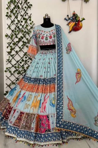 Women's Sky Blue Chaniya Choli for Navratri
