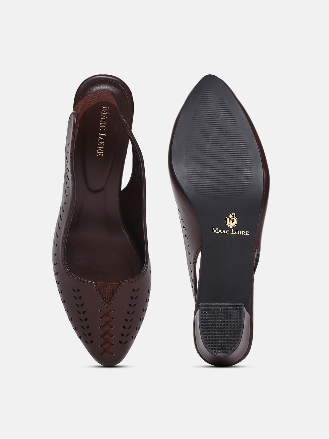 Marc Loire Women Pointed Toe Block Heel Sandal for Office Wear (Brown, 5)