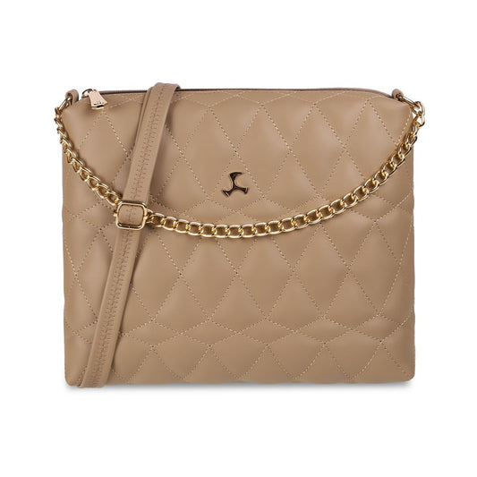 Mochi Women Beige Zip Top Sing Bag (66-7673)
