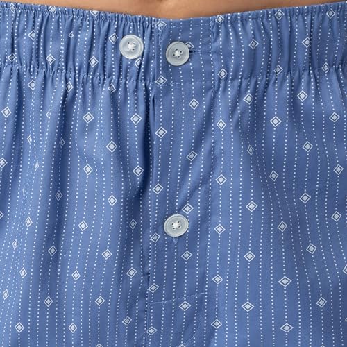 Fruit of the Loom mens Broadcloth Short Sleeve Top and Long Pants Pajama Set, Medium Blue, Small