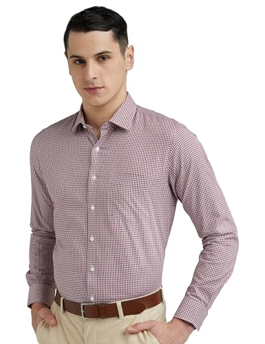 Van Heusen Men's Cotton Slim Fit Shirt (Vhsffslbj70970_Maroon 42)