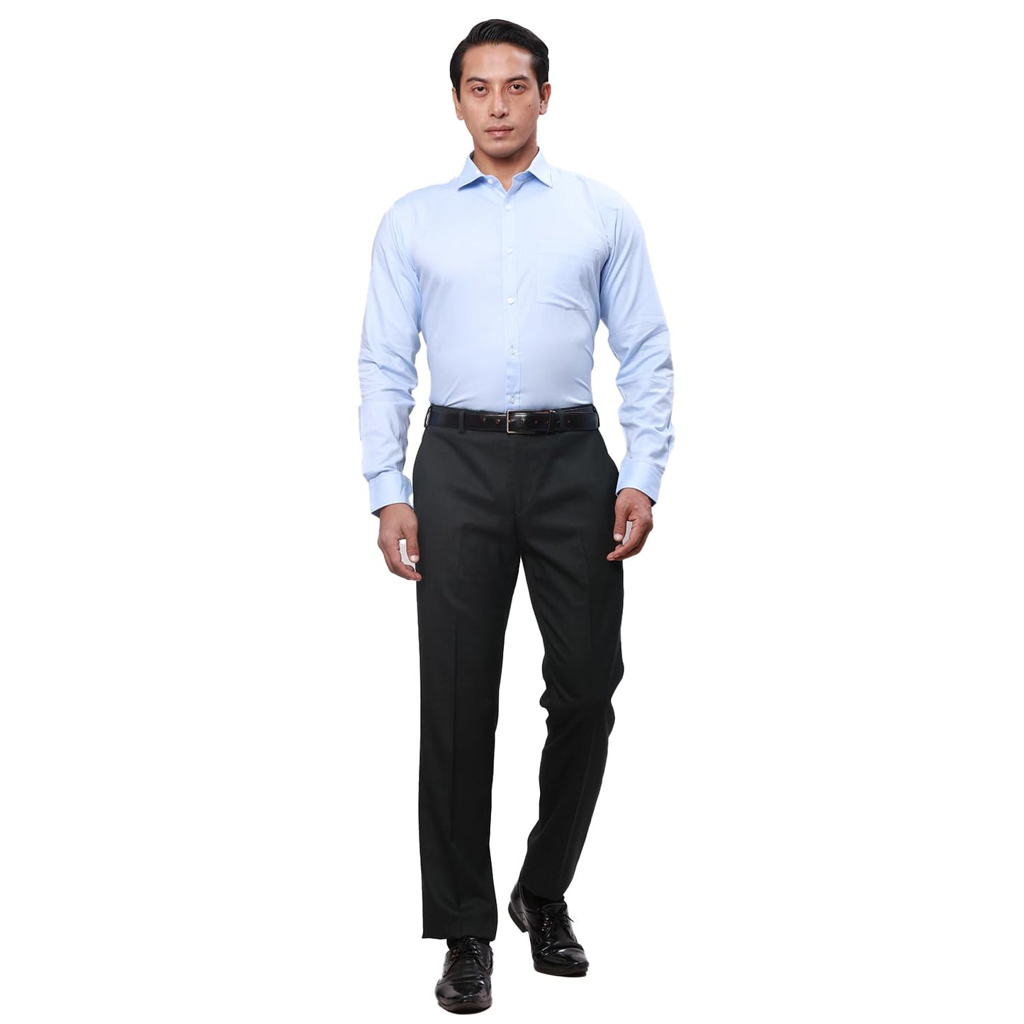 Park Avenue Men's Structure Slim Fit Shirt (PMSX17929-B2_Light Blue