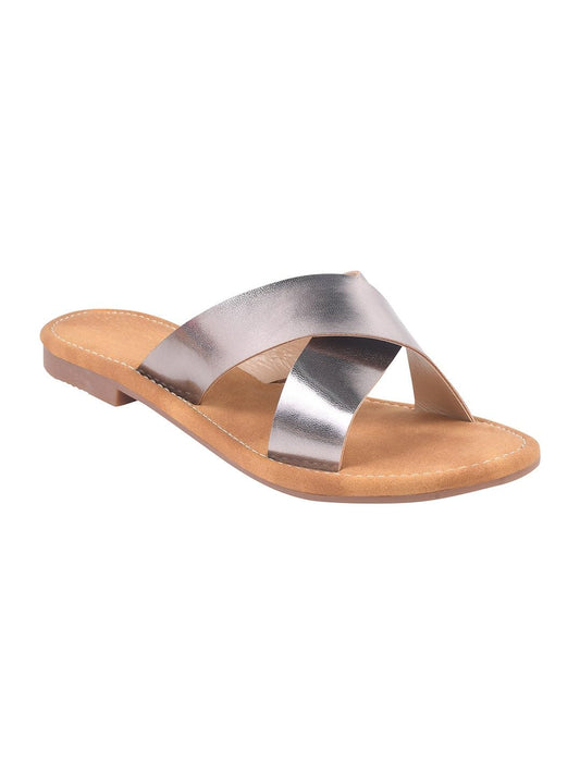 GLEMATOZ Women?s Grey Flat Sandals with Lightweight Non-Slip Sole || Perfect for Everyday Footwear, Beach & Vacation EU40